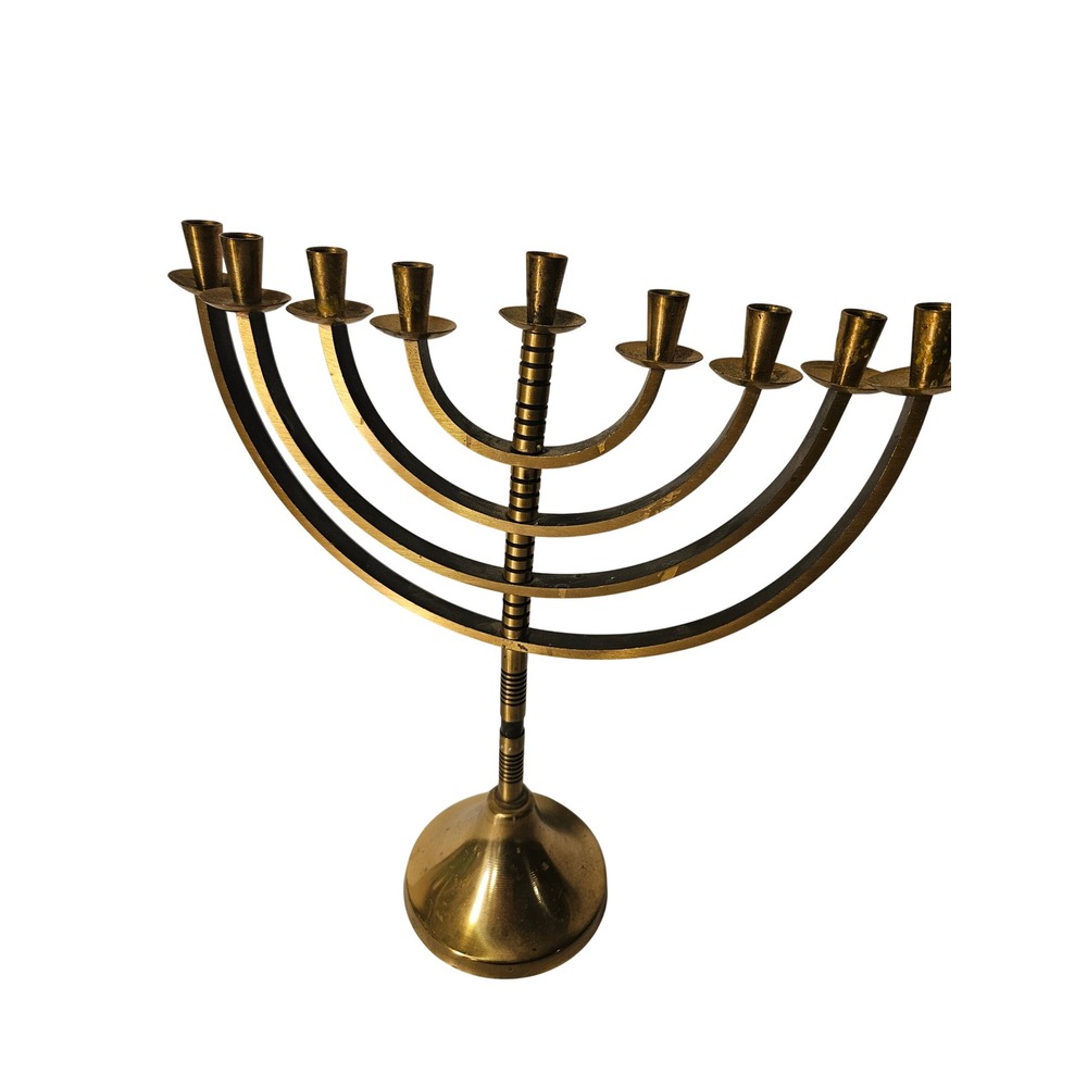 Vintage Brass Menorah 9 Branch Candle Holder Hanukkah Tabletop Decor